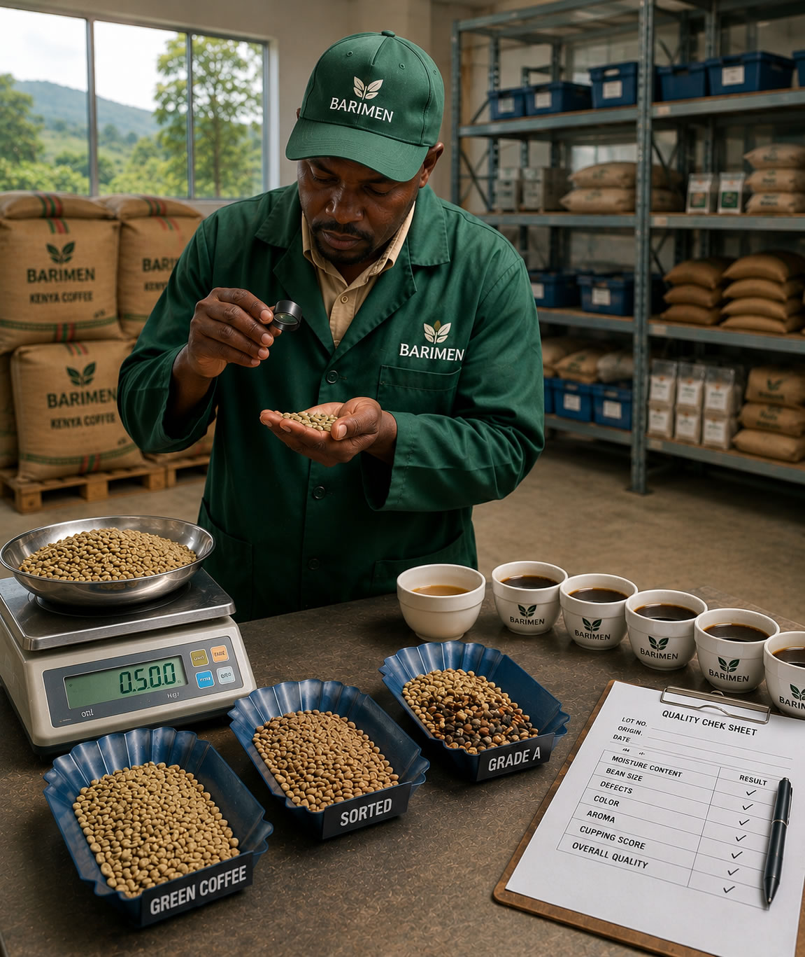 Coffee quality control in action