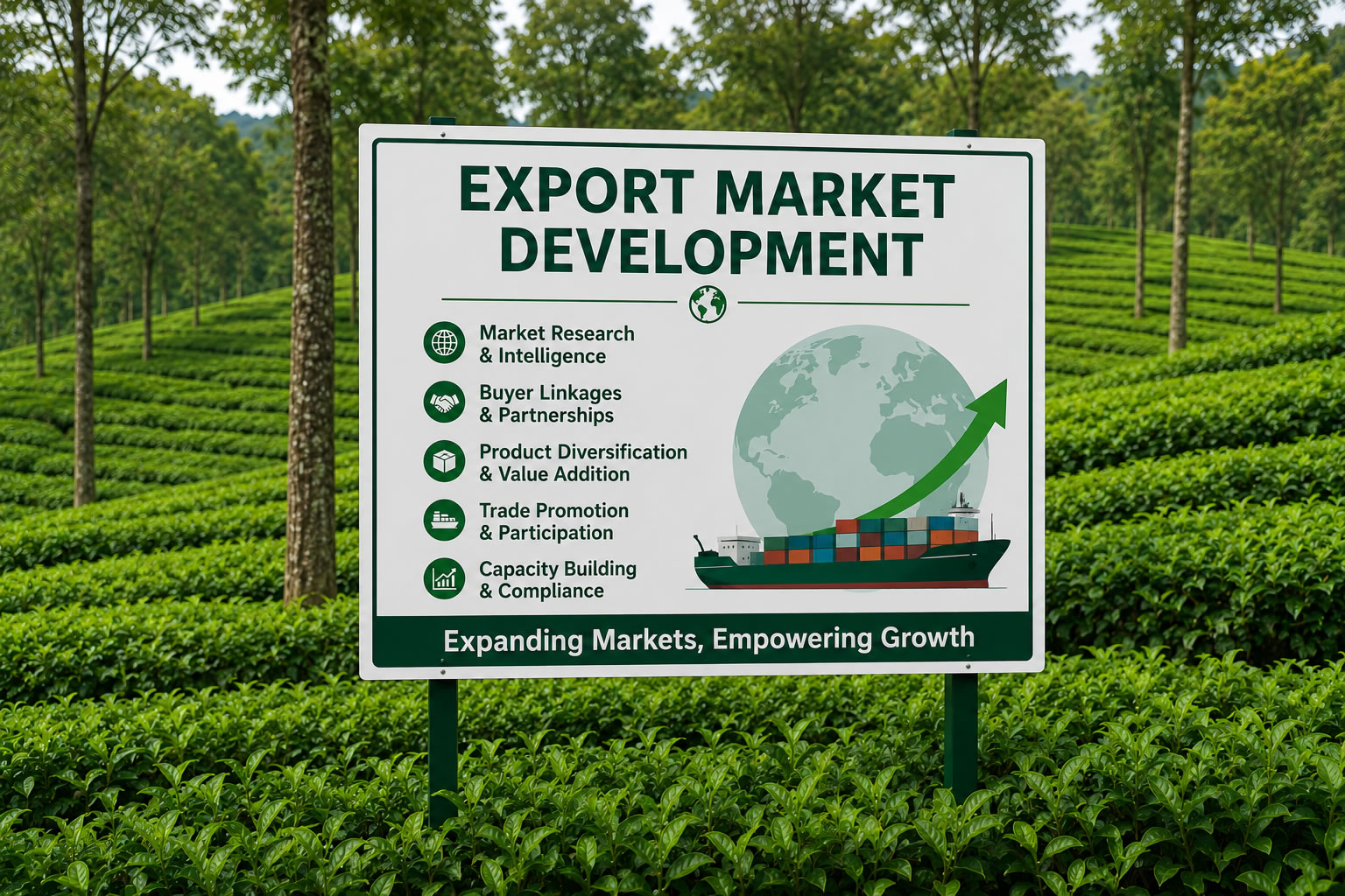 Expanding Kenyan tea and coffee.