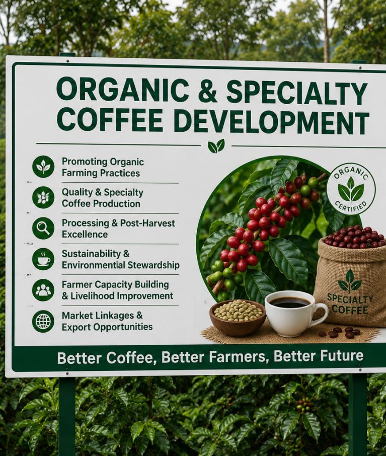 Supporting farmers transitioning to organic production and specialty coffee certification for premium international markets.