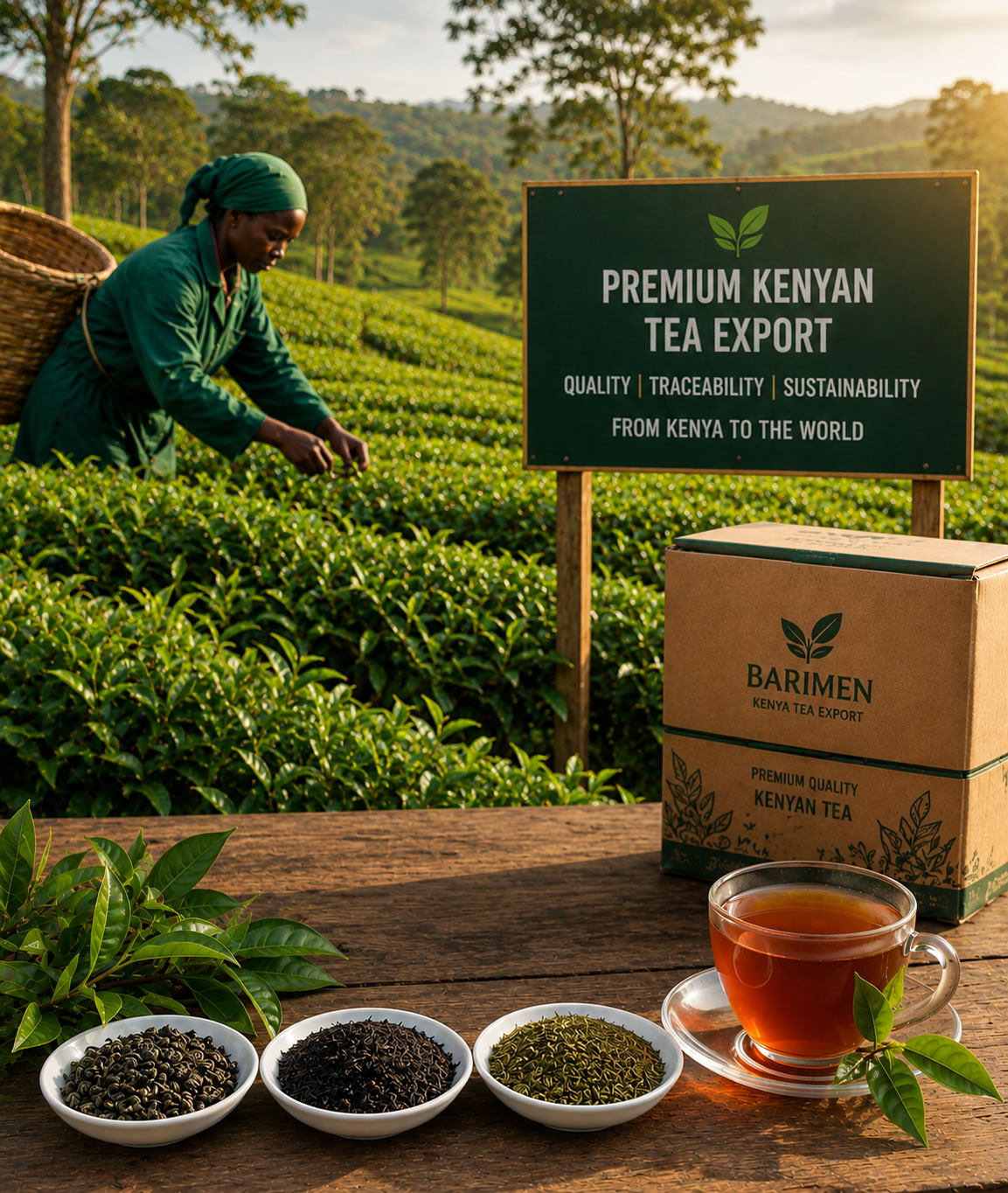 Premium Kenyan tea harvest