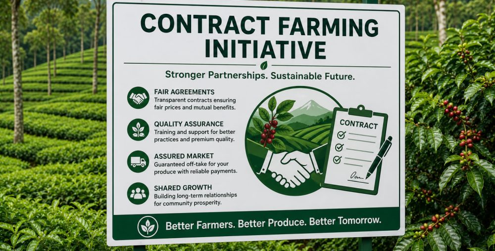Developing long-term partnerships with growers through contract farming, guaranteed markets, and technical support.